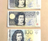 Набор эстонских 100 крон 1992,1994, 2007 годов