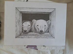 Картина "Полярные медведи в окне"