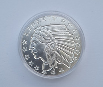 Серебряная монета 1 oz Incuse Indian Silver Round