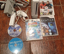 Nintendo Wii konsool ja 5 mängu