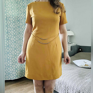 Kvaliteetne kollane vintage kleit, S