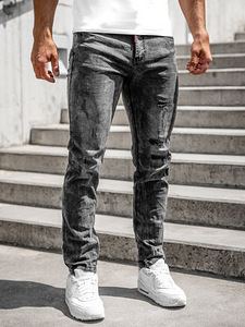 Черные джинсы с эффектом потертости 33L
