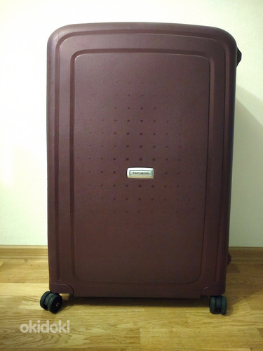 Большой фиолетовый чемодан Samsonite на 4 колесах
