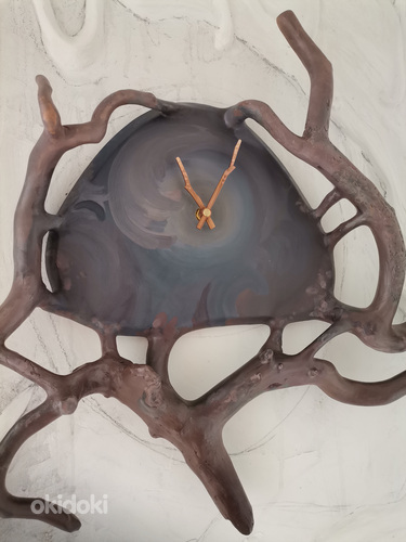 Настенные часы ручной работы из дерева (фото #6)