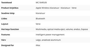 Apple Wireless klaviatuur - klaviatuur - Vene (1 foto / 2)