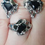 Серьги и кольцо с чёрными камнями (фото #1)