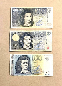 Eesti 100 kroonide komplekt 1992,1994, 2007