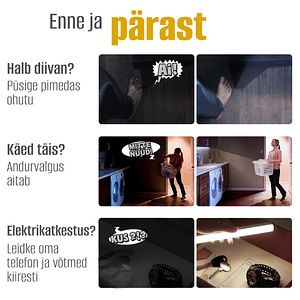 Juhtmeta valgusti liikumisanduriga - seinale paigaldatav LED (9 foto / 9)