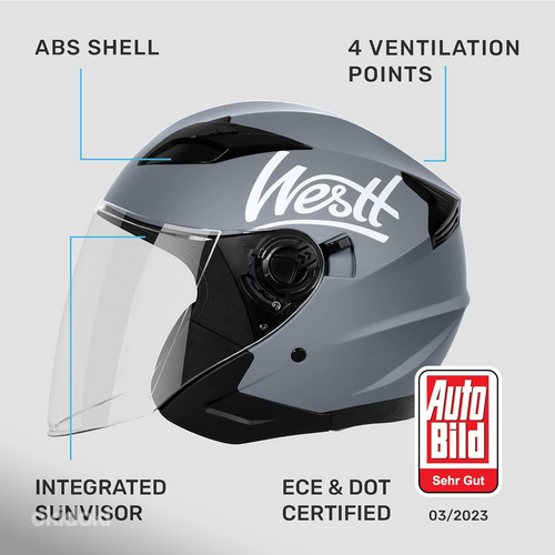 Открытый мотоциклетный шлем Westt Jet L= 59-60 см (фото #5)
