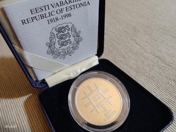 Серебряная монета 10 крон Эстонская Республика 80 памятная монета (фото #2)