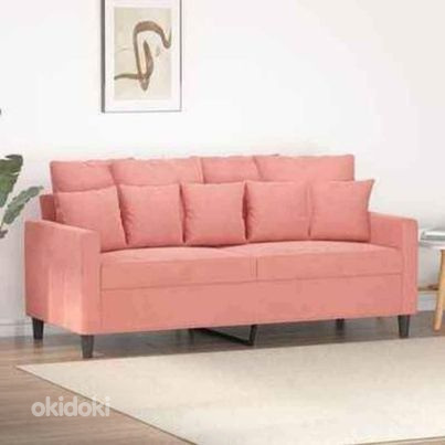 2-местный бархатный розовый диван (фото #7)