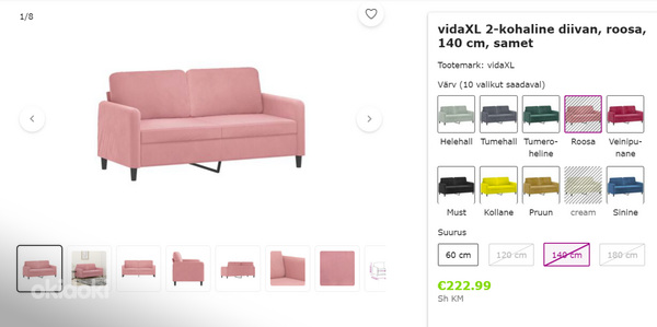 2-местный бархатный розовый диван (фото #2)