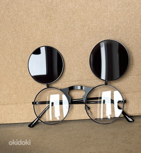 Черные метал. солнцезащитные очки с открывающимися стеклами (фото #1)