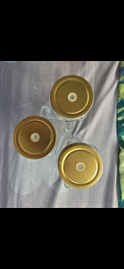 Komplekt 3 klaaspurgist kruusi kuldsete kaantega (2 foto / 2)