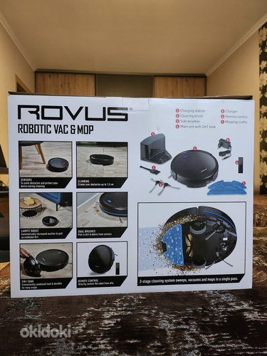 Пылесос/пылесос rovus Robotic Vac & Mop как новый (фото #1)
