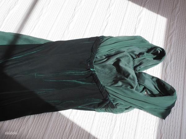 Платье из бархатной ткани, темно-зелёное, размер 38. НОВОЕ. (фото #5)