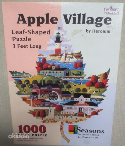 1000 Piece Jigsaw Figural LEAF Shape Puzzle APPLE VILLAGE By (foto #1)