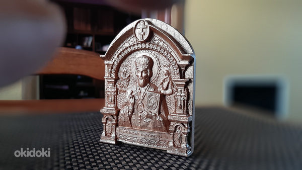 Tamm TAMM Puust nikerdatud Püha Nikolai Imetegija ikoon (foto #1)