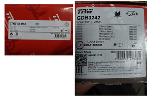 4х Диска и колодки TRV Toyota. (1 фото из 2)
