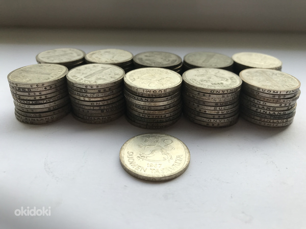 Серебряные монеты Финляндия 1 марка, 101 шт. (фото #3)
