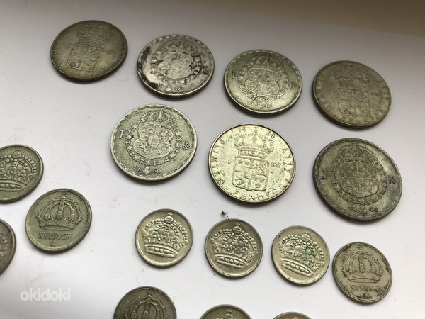 Различные шведские серебряные монеты (фото #4)