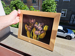 "Tulpid ja iirisid " Maal ~27x18 cm (3 foto / 5)