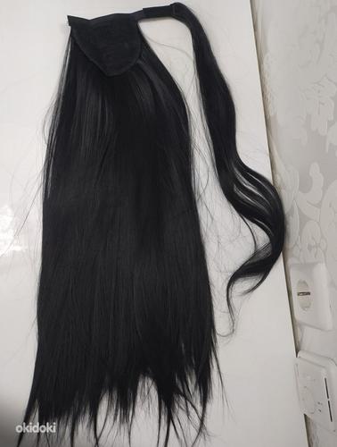 Черный хвост наращивание волос длина 60 см (фото #3)