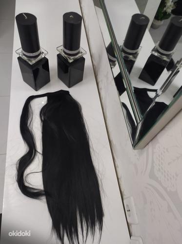 Черный хвост наращивание волос длина 60 см (фото #6)