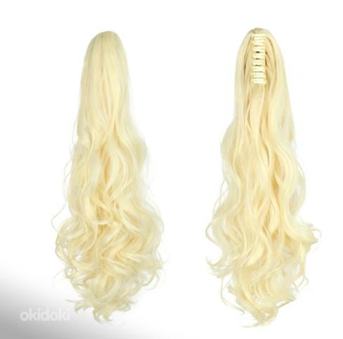 Блондинка кудрявый зажим в наращивание волос конского хвоста (фото #1)