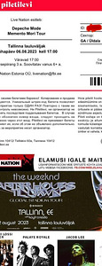 Depeche Mode Momento mori tour ticket TALLINNA LAULUVÄLJAK (1 foto / 1)