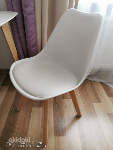 Скандинавская белая/деревянная TV тумба и диванный столик (фото #3)