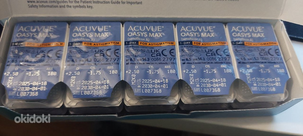 Acuvue Oasys MAX 1-day (BC 8,5/ DIA 14,3) 30 шт 2 силы