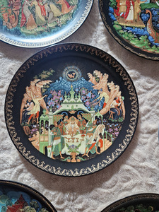 Vintaaž taldrik Palekh "Muinasjutt kalurist ja kalakesest" (1 foto / 5)