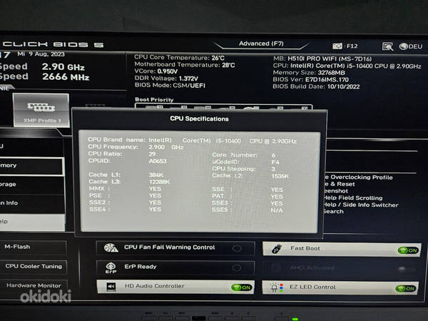 ITX arvuti - i5 10400, 32GB RAM, 256GB NVMe, Wifi/BT (foto #2)