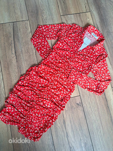 Uus, punane, lilleline kleit (M) (foto #3)