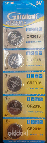 GutAlkaLi lithium battery liitium patareid CR2016, 3V , 5tk (foto #1)