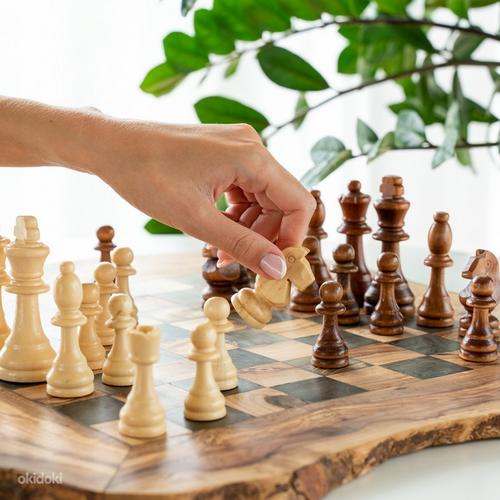 Шахматы, оливковое дерево, шахматные фигуры (фото #3)