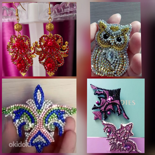Серьги и броши из страз,бисера,бусин на заказ.