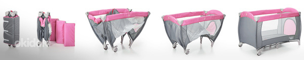 Кроватка для путешествий, Moolino Happy+, зеленый, розовый, голубой (фото #8)