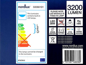 Nordlux OJA 60 LED plafoonlamp / laelamp IP20 2700k (3 foto / 5)