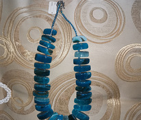 Ожерелье с крупными синими натуральными агатами!