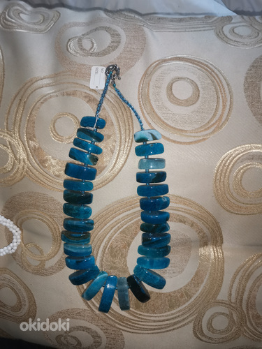 Ожерелье с крупными синими натуральными агатами! (foto #1)