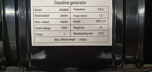 Bensiinigeneraator 2,8KW.220V/12V.Uus. (7 foto / 8)