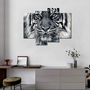 Seinapilt Tiiger/ UUS/ 4 osa/ must-valge/ suur/ kodu/ kontor (3 foto / 9)