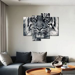 Seinapilt Tiiger/ UUS/ 4 osa/ must-valge/ suur/ kodu/ kontor (5 foto / 9)