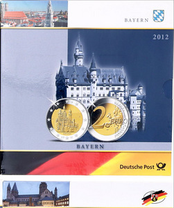 Различные памятные монеты Германии номиналом 2€, монетные карты. (3 фото из 10)