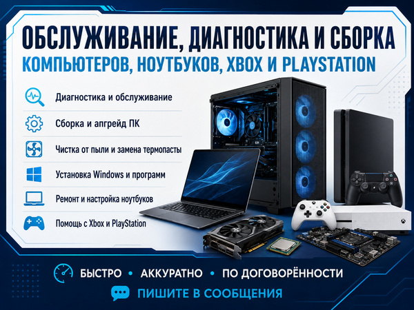 Обслуживание, диагностика и сборка ПК, ноутбуков, Xbox и