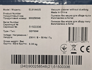 НОВЫЙ Пылесос Electrolux EL61A4UG (4 фото из 5)