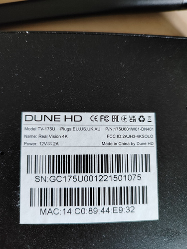 Медиаплеер Dune HD Real Vision 4K (TV-175U)