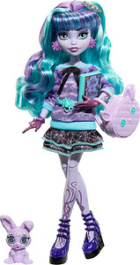 MONSTER HIGH Puppe und Sleepover Zubehör, Twyla Puppe (1 foto / 5)